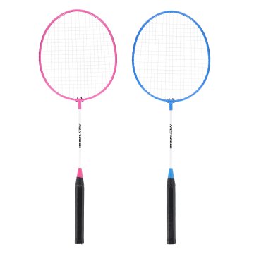 Sada 2 dadmintonových raket a nylonové letky NILS NRZ001 růžovo-modrá