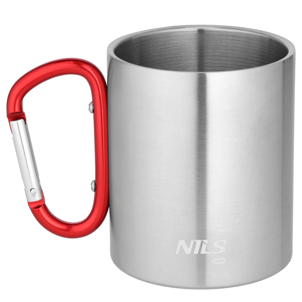 Kempingový hrnek NILS Camp NC17110 s karabinou 300ml červený