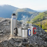 Kempingový hrnek NILS Camp NC17110 s karabinou 300ml modrý
