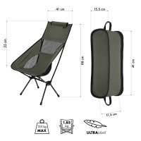 Ultralehké skládací křeslo NILS Camp NC3321 khaki