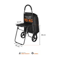 Nákupní taška na kolečkách NILS NC4303 40L černá se sedátkem