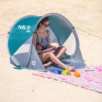 Samorozkládací plážový stan NILS Camp NC3142 modrozelený