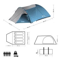 Turistický stan NILS Camp NC6012 Trekker modro-šedý