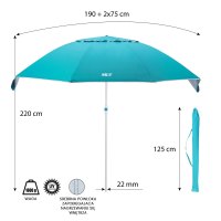Slunečník NILS Camp NC7822 XL 190 cm tyrkysový