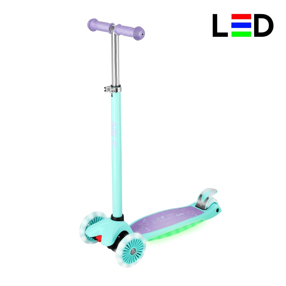 Dětská tříkolová koloběžka NILS Fun HLB1310 s LED fialová