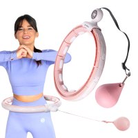 Masážní hula hoop HMS HHM15 se závažím, magnety a počítadlem růžová
