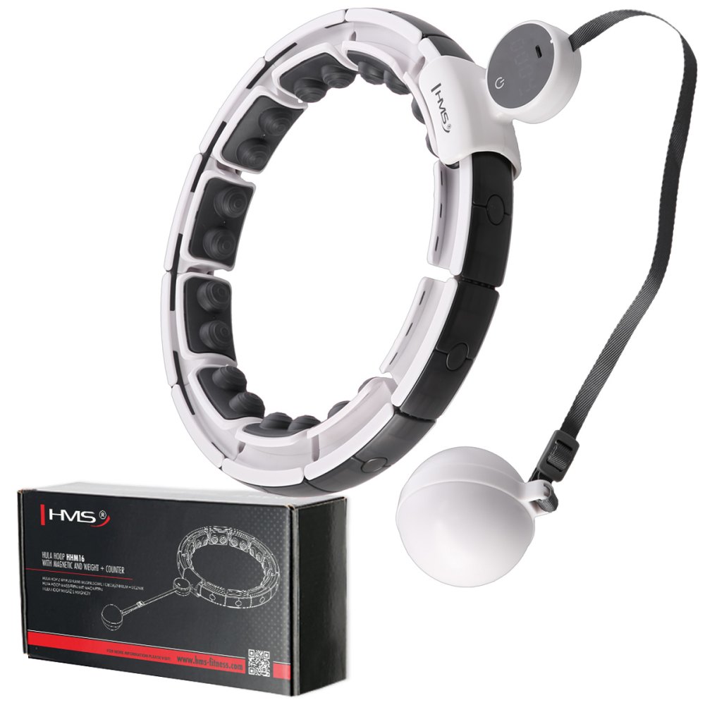 Masážní hula hoop HMS HHM16 se závažím, magnety a počítadlem bílá
