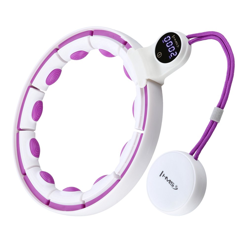 Masážní hula hoop HMS HHM17 se závažím, magnety a počítadlem bílá/fialová