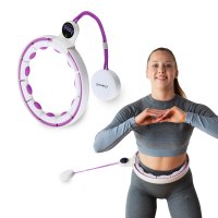 Masážní hula hoop HMS HHM17 se závažím, magnety a počítadlem bílá/fialová