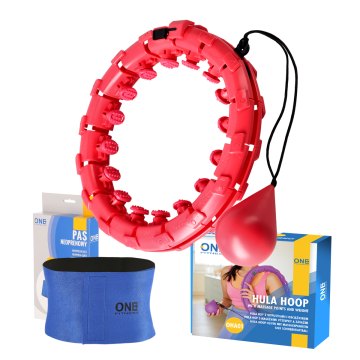 Sada masážní hula hoop ONE Fitness OHA01 se závažím a zeštíhlujícího pásu BR125 červená