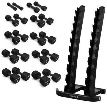 Sada 10 párů jednoruček HMS HPT 1-10 kg a stojanu STR37